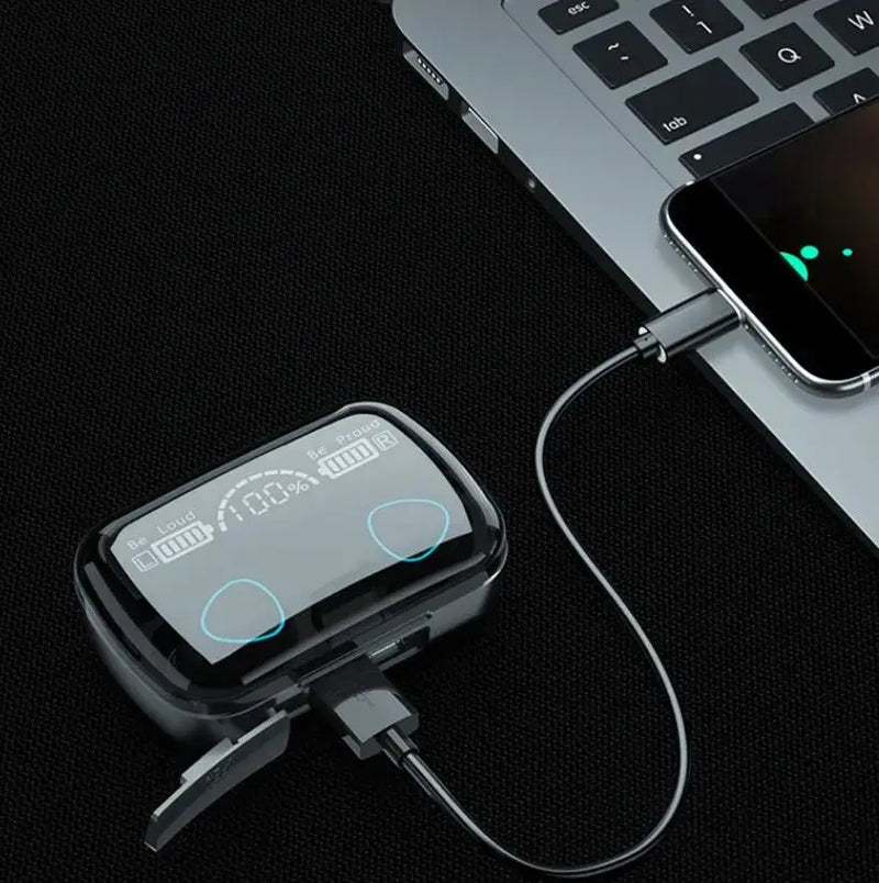 Fones de Ouvido Sem Fio 2500mah com Case de Carregamento
