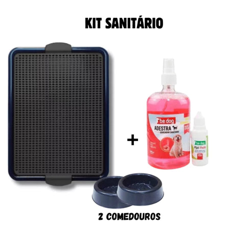 Kit Tapete + Educador Xixi Pet | Pode / Não Pode | + 2 Comedouros