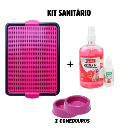 Kit Tapete + Educador Xixi Pet | Pode / Não Pode | + 2 Comedouros