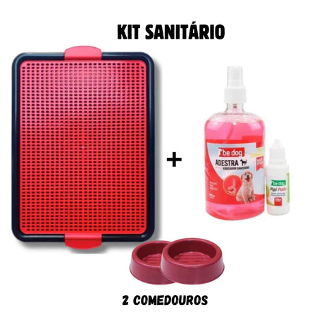 Kit Tapete + Educador Xixi Pet | Pode / Não Pode | + 2 Comedouros